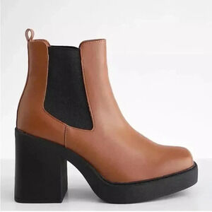 MIA Dru Chelsea Platform Boot Bootie Chunky Block Heel Cognac Size 11 New no box